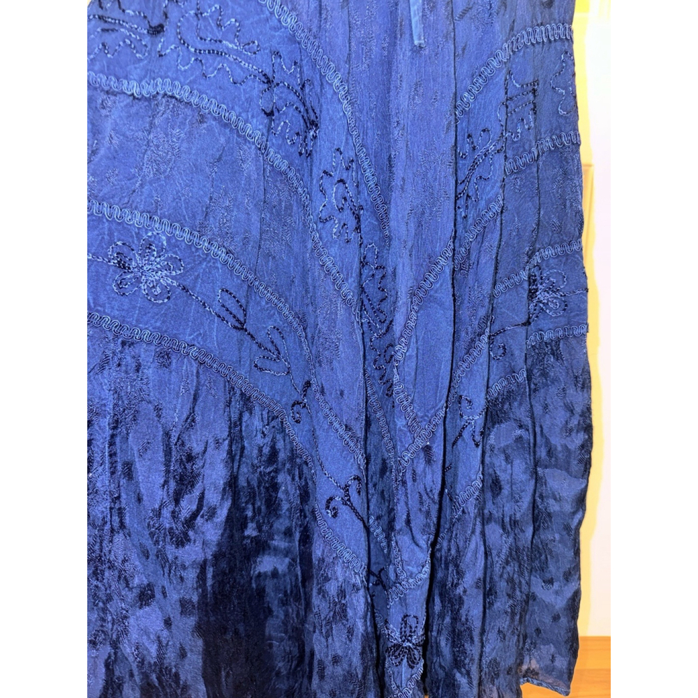 Western Prairie Lace-Up Midi Dress Embroidered Boho Cowgirl Festival - Picture 6 of 10